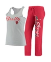 CONCEPTS SPORT WOMEN'S HEATHERED GRAY, HEATHERED RED CHICAGO BULLS ANCHOR TANK TOP AND PANTS SLEEP SET