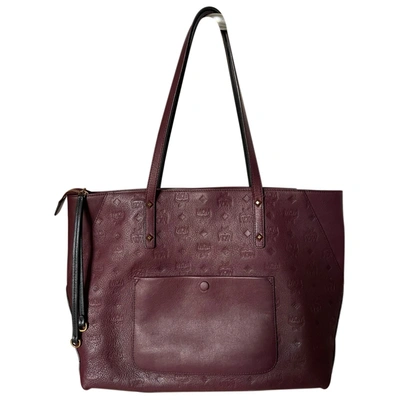 Pre-owned Mcm Leather Handbag In Burgundy