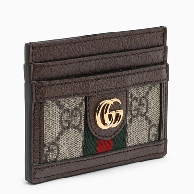 Gucci Ophidia Gg Supreme Card Holder In Brown