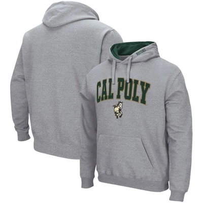 Colosseum Heathered Gray Cal Poly Mustangs Arch And Logo Pullover Hoodie
