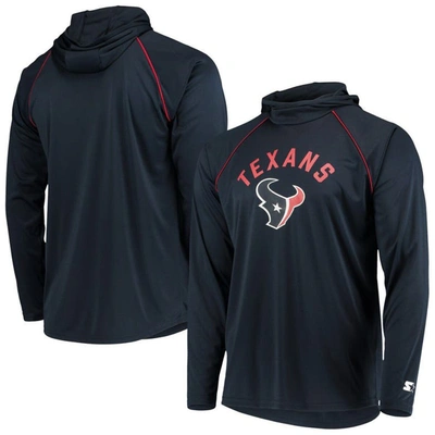 Starter Men's  Navy Houston Texans Raglan Long Sleeve Hoodie T-shirt