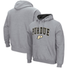 Colosseum Men's  Heathered Gray Purdue Boilermakers Arch And Logo 3.0 Pullover Hoodie In Heather Gray