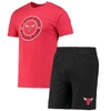 Concepts Sport Men's  Black, Red Chicago Bulls T-shirt And Shorts Sleep Set In Black