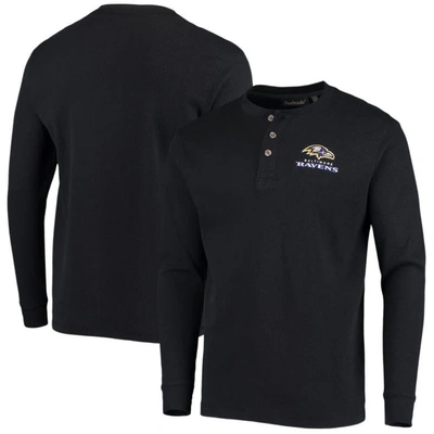 Dunbrooke Men's Black Baltimore Ravens Maverick Thermal Henley Long Sleeve T-shirt