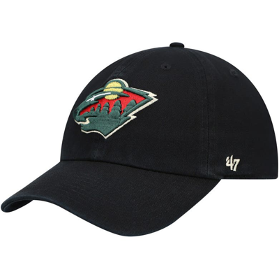 47 ' Black Minnesota Wild Team Clean Up Adjustable Hat
