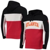 JUNK FOOD JUNK FOOD BLACK/WHITE ATLANTA HAWKS WORDMARK COLORBLOCK FLEECE PULLOVER HOODIE