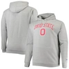 Champion Men's  Heather Gray Ohio State Buckeyes Big And Tall Arch Over Logo Powerblend Pullover Hood In Heather Gray