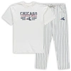Concepts Sport Men's White, Navy Chicago White Sox Big And Tall Pinstripe Sleep Set In White