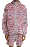 Aries Windcheater Tiger Print Hooded Nylon Jacket In Pink