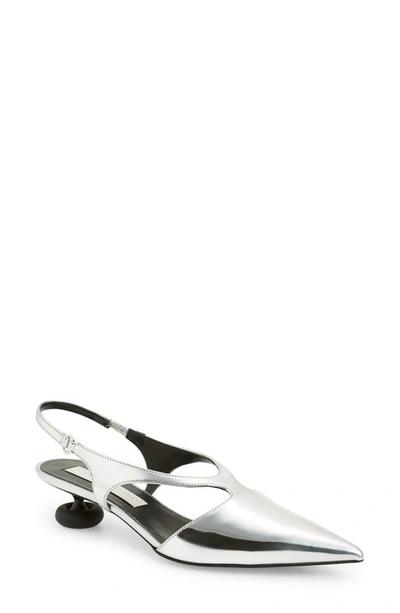 Stella Mccartney Shroom Mirror Slingback Pump In Metallic Silver