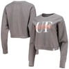 League Collegiate Wear Graphite Florida Gators Classic Corded Timber Crop Pullover Sweatshirt In Graphite