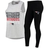 Concepts Sport Women's Heathered Gray, Black New England Patriots Profound Tank Top And Leggings Sleep Set In Heather Gray