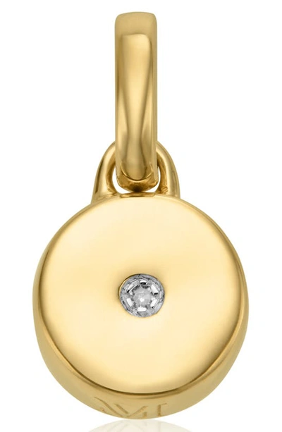 Monica Vinader Linear Solo Diamond Pendant Charm In Gold