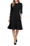 London Times Seamed Midi Dress In Black