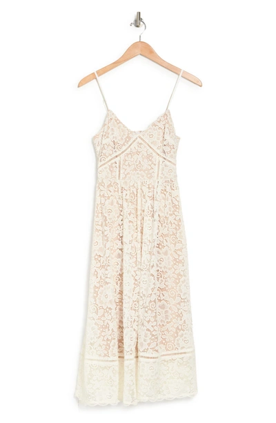 Nsr Crochet Stretch Lace Midi Dress In White