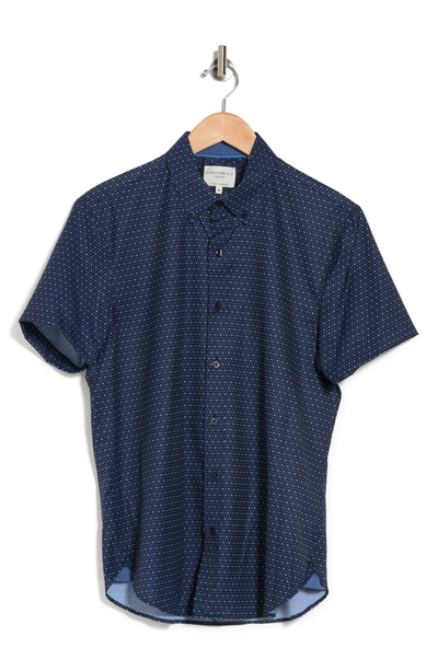 Construct Micro Dot 4-way Stretch Short Sleeve Button-down Shirt In Navy