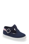 Cienta Kids' Canvas T-strap Sneaker In Navy