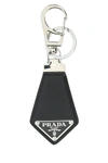Prada Leather Key Ring Hardware Textured In Black