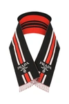 Prada Black Embroidered Wool Scarf