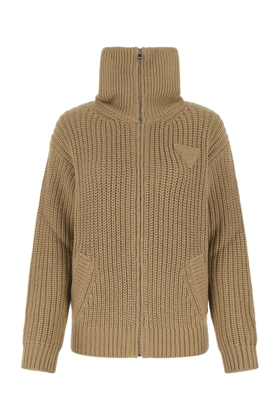 Prada Cappuccino Alpaca Cardigan  Nd  Donna 42 In Brown