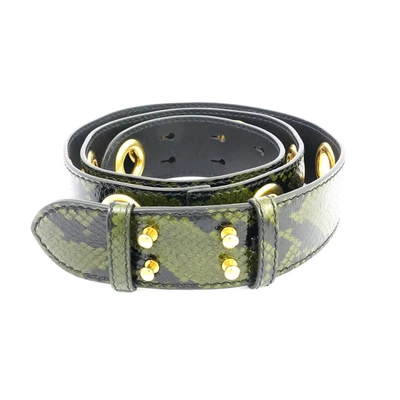 Burberry Ladies Antique Green Croco-embossed Leather Bag Strap