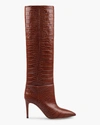 Paris Texas 85mm Croc Embossed Leather Tall Boots In Castagna