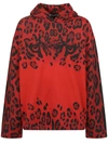 Dolce & Gabbana Leopard - Print Cotton Hoodie In Red