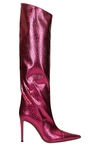 Alexandre Vauthier Crocodile Effect Pointed Toe Boots In Fuxia