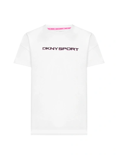 Dkny Chest-logo Crewneck T-shirt In White