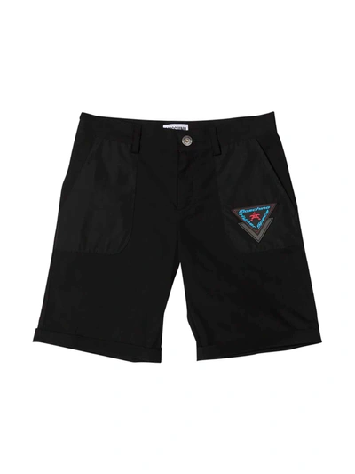Moschino Kids' Logo Patch Bermuda Shorts In Black