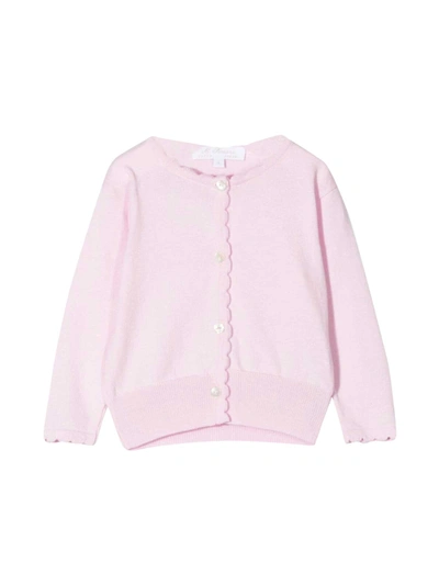 Mariella Ferrari Babies' Scallop-trim Fine-knit Cardigan In Pink