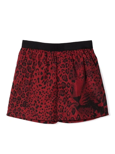 Dolce & Gabbana Red Swimsuit With Leopard Print Dolce&gabbana Kids In Nero/rosso