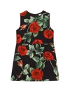 Dolce & Gabbana Abito Nero Con Stampa Floreale In Rosa/nero