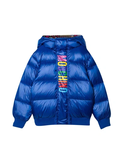 Moschino Kids' Logo印花填充夹克 In Blu