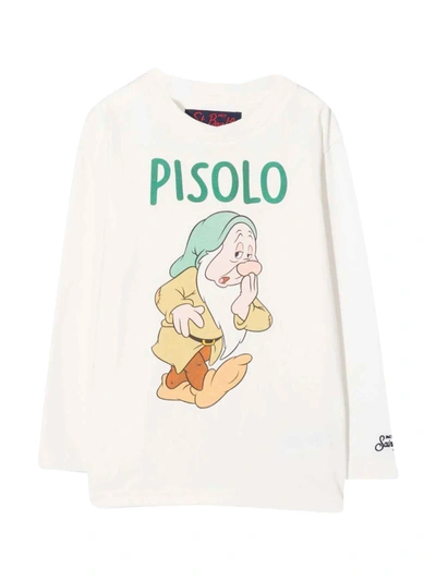 Mc2 Saint Barth Kids' Pisolo-print Cotton T-shirt In Bianca