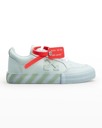Off-white Kid's Arrow Vulcanized Leather Low-top Sneakers, Toddler/kids In Greengreen