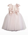 White Label By Zoe Kids' Girl's Elizabeth Satin Bow Tulle Dress In Whiteblush