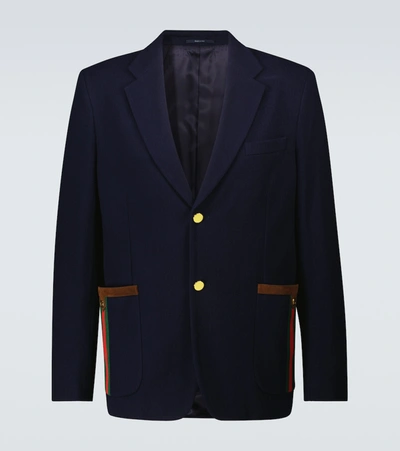 Gucci Single-breasted Cotton Blazer In Caspian/mix