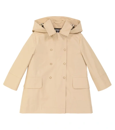 Burberry Kids' Vintage Check Cotton Trench Coat In Beige