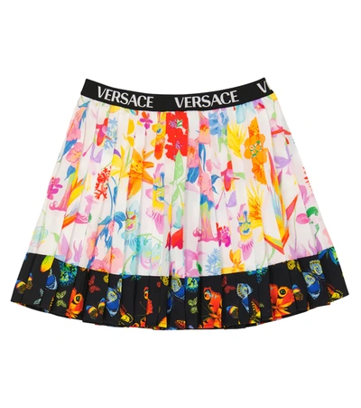 Versace Kids' Jardin Printed Pleated Skirt In Multicolor