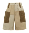 Isabel Marant Étoile Kalerna Cotton And Linen Colorblocked Shorts In Beige