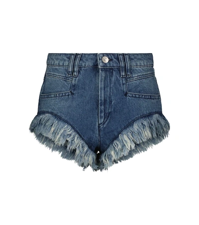 Isabel Marant Étoile Eneidao Frayed Denim Shorts In Blue