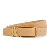 Bottega Veneta Metal Loops Leather Belt In Almond/gold