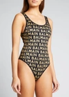 Balmain Olimpionic Scoop-back Tank One-piece Swimsuit In Blackgold