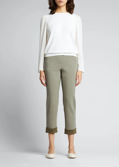 Theory Treeca Double-knit Pull-on Trousers In Mint
