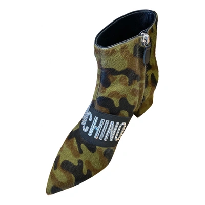 Pre-owned Moschino Ankle Boots In Green