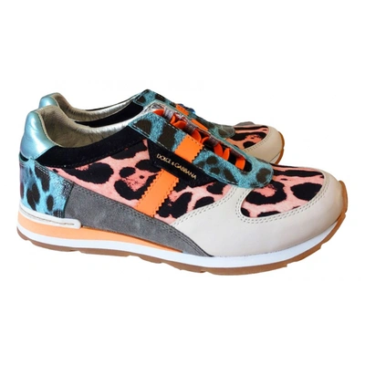 Pre-owned Dolce & Gabbana Leather Trainers In Multicolour