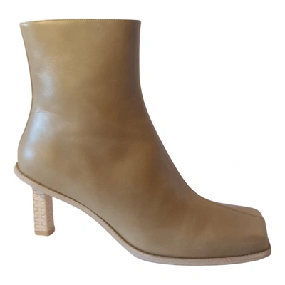 Pre-owned Jacquemus Leather Ankle Boots In Beige