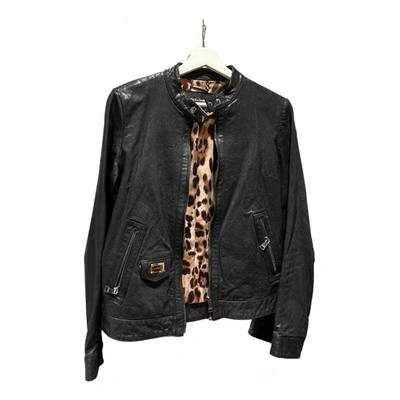 Pre-owned Dolce & Gabbana Leather Biker Jacket In Black