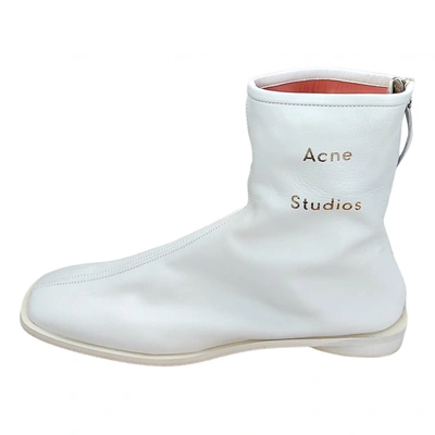 Pre-owned Acne Studios Leather Ankle Boots In White
